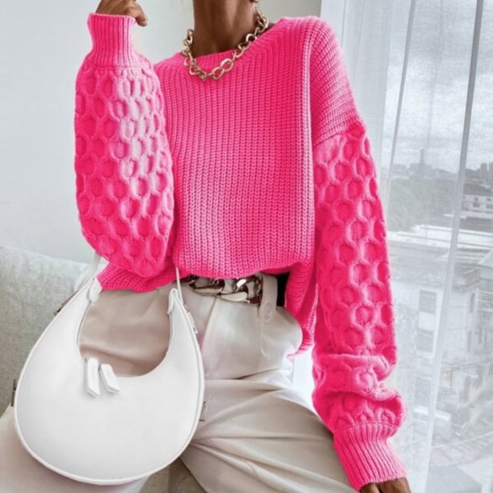 Hot Pink Sweater Top - Picture 2 of 7